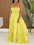 SC Solid Color Sling Big Swing Maxi Dress AIL-320