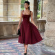 SC Sexy Solid Color Square Neck Backless Midi Dress FL-YL25046DGO