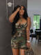 SC Wrap Chest Cardigan Buttoned Camouflage Romper LSD-24371