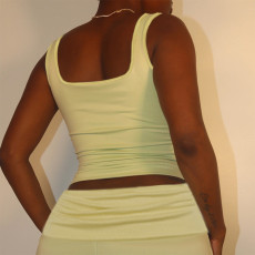 SC Square Neck Solid Color Two Piece Shorts Set FL-YL25031MHO