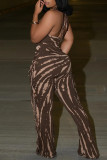 SC Plus Size Backless Tassel Loose Print Jumpsuit NY-3611