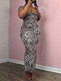 SC Leopard Print Slim Sling Maxi Dress GLF-10007-1