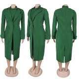 SC Plus Size Lapel Split Blazer Vest Dress Two Piece Set NY-3370