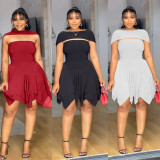 SC Irregular Double Layered Hem Tube Tops Mini Dress NY-11067