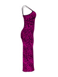 SC Leopard Print Slim Sling Maxi Dress GLF-10007-1