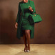SC Plus Size Lapel Split Blazer Vest Dress Two Piece Set NY-3370