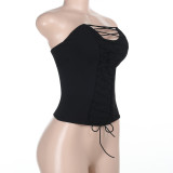 SC V-neck Crossover Hollow Out Wrap Tops FL-WQ25103MHO