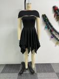 SC Irregular Double Layered Hem Tube Tops Mini Dress NY-11067