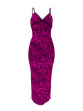 SC Leopard Print Slim Sling Maxi Dress GLF-10007-1