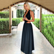 SC Solid Color Hollow Out Backless Maxi Dress FL-XY25022PFO