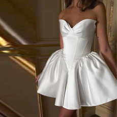 SC Solid Color One Shoulder Tube Top Dress FL-XY24627PFO
