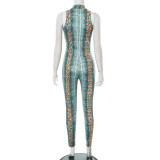 SC Python Printed Sleeveless Hollow Out Jumpsuit GDSF-D25JP134