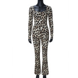 SC Square Neck Leopard Print Jumpsuit GFRT-060015JBL