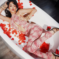 SC Sexy Print Tie Up Lace Backless Jumpsuit GFRT-041841JBG