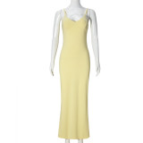 SC Solid Color Backless Sling Maxi Dress GFRT-060133TBL