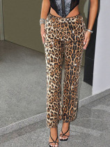 SC Leopard Print Sequin Straight Pants GFRT-060014PBL