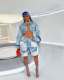 SC Vintage Washed Denim Long Sleeve Short Suit TR-1332