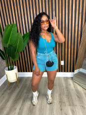 SC Solid Color Sleeveless Tank Tops Two Piece Shorts Set SFY-731
