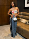 SC Stripe Patchwork Wide Leg Jeans SH-391301
