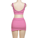 SC Sexy Sleeveless Tank Tops Sport Skirts Suit XEF-K24S64305