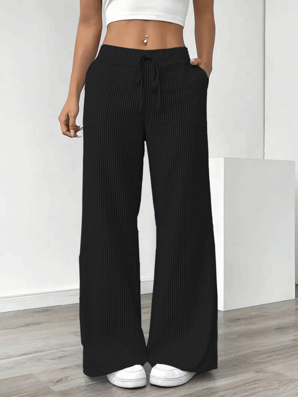 SC Solid Color Stripe Loose Wide Leg Pants GCNF-5798