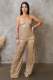 SC PU Leather Halter Sleeveless Wide Leg Jumpsuit OSM-4479