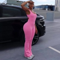 SC Solid Color Backless Tight Sport Jumpsuit GWSD-P1994367