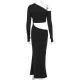 SC Hollow Out Slash Shoulder Maxi Dress GWSD-D1994401