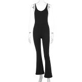 SC Solid Color Long Sleeve Tos Sling Jumpsuit 2 Piece Set GWSD-S1994406