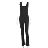 SC Solid Color Backless Tight Sport Jumpsuit GWSD-P1994367