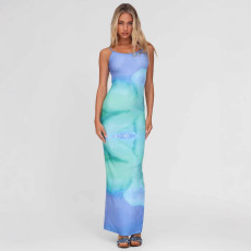 SC Fashion Gradient Printed Halter Maxi Dress GWSD-D1994591