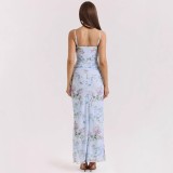 SC Floral Print Halter Split Maxi Dress GWSD-D1994517