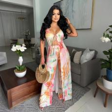 SC Sexy Print Tie Up Wide Leg Pants 2 Piece Set CYA-901805