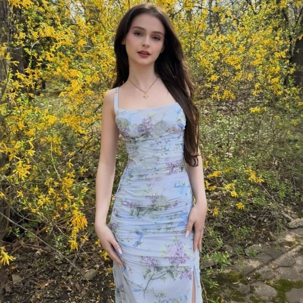SC Floral Print Halter Split Maxi Dress GWSD-D1994517