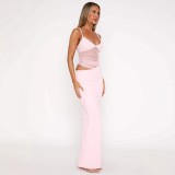 SC Patchwork Mesh Backless Maxi Dress GWSD-D1994480