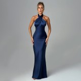 SC Backless Tie Up Solid Color Maxi Dress GWSD-1993425