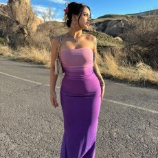 SC Wrap Slim Gradient Color Long Dress GWSD-D1993617