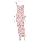 SC Print Sling Slim Split Maxi Dress GWSD-D1993529