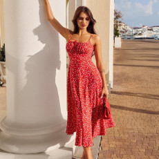 SC Floral Print Halter Split Maxi Dress GWSD-D1993537
