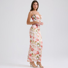 SC Print Sling Slim Split Maxi Dress GWSD-D1993529