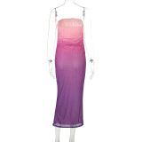 SC Wrap Slim Gradient Color Long Dress GWSD-D1993617