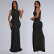 SC Solid Color Slash Shoulder Maxi Dress BY-7370