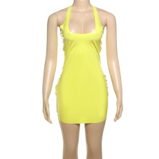 SC Solid Color Sleeveless Zipper Mini Dress DLSF-K25D70152