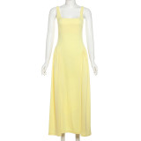 SC Sleeveless Square Neck Solid Maxi Dress XEF-K24D69835