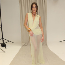 SC Solid Color Mesh See Through Maxi Dress XEF-K25D71270
