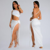 SC Sexy Solid Color Wrap Chest Backless Maxi Dress BY-7342