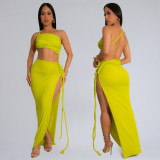 SC Sexy Solid Color Wrap Chest Backless Maxi Dress BY-7342