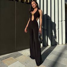 SC Hollow Out Halterneck Backless Jumpsuit GNZD-41527JBG