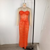 SC Lace See Through Slim Tube Top Dress GPBY-DR946