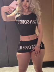 SC Letter Print Fashion Two Piece Shorts Set GFCF-1367